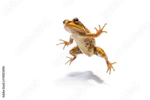 A frog in mid-air jump, perfect for nature illustrations