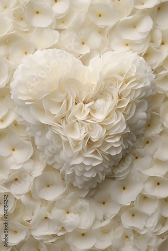 Heart shape made out of white flowers, perfect for wedding or love concepts © Fotograf