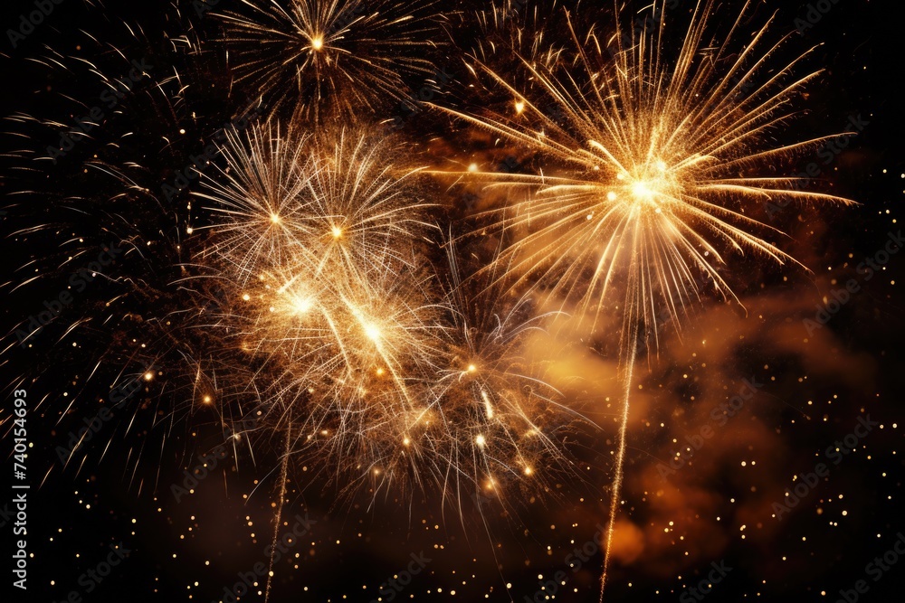 Bright fireworks lighting up the night sky, perfect for celebrations and events