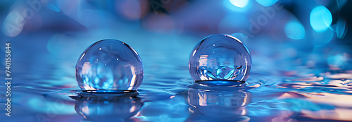 two water drops on a surface in the style of vray tra photo