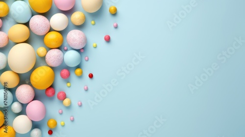 Colorful balloons on a blue surface, perfect for festive occasions