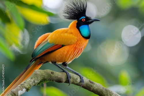 colorful bird with vivid plumage perched gracefully on a tree branch, showcasing its natural beauty and elegance in its surroundings