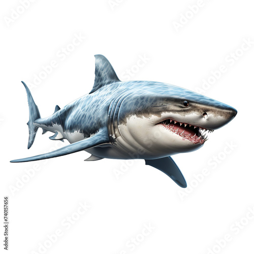 Great shark on white or transparent background