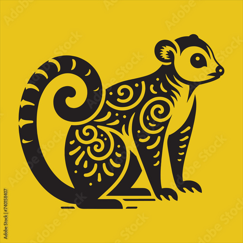 Minimalist Silhouette Vector design of a Kinkajou