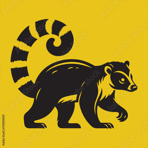 Minimalist Silhouette Vector design of a Kinkajou
