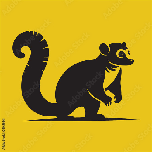 Minimalist Silhouette Vector design of a Kinkajou