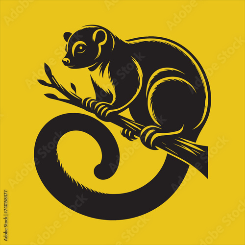 Minimalist Silhouette Vector design of a Kinkajou