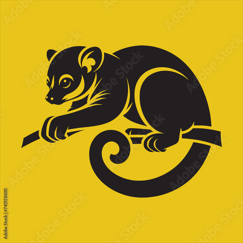 Minimalist Silhouette Vector design of a Kinkajou