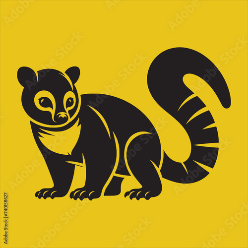Minimalist Silhouette Vector design of a Kinkajou