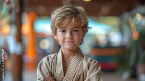 happy, boy, at, judo, or, karate, training, lesson, looking, camera, child, sport, kimono, taekwondo, person, skill, male, indoor, learning, practicing, exercising, strength, athlete, teenager, exerci