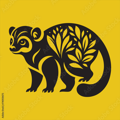 Minimalist Silhouette Vector design of a Kinkajou