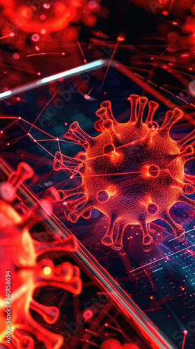 Digital   Flu virus in colour  background .