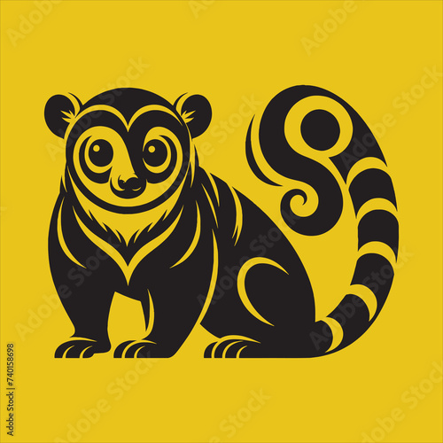 Minimalist Silhouette Vector design of a Kinkajou