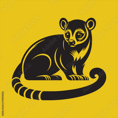 Minimalist Silhouette Vector design of a Kinkajou