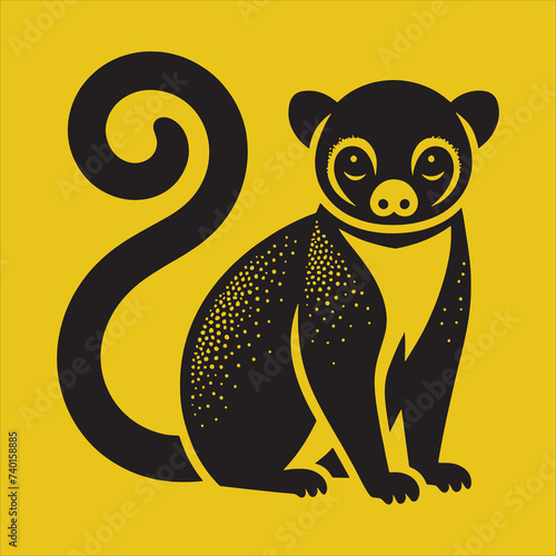 Minimalist Silhouette Vector design of a Kinkajou
