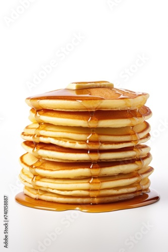 Stack of pancakes covered in syrup, perfect for food concepts