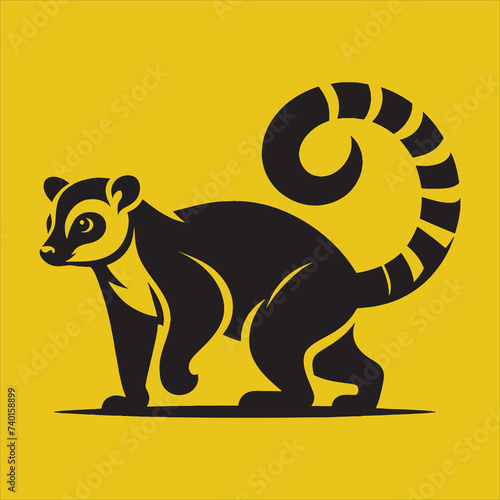 Minimalist Silhouette Vector design of a Kinkajou