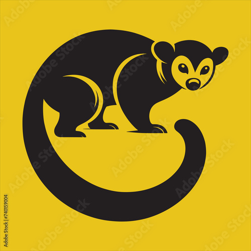 Minimalist Silhouette Vector design of a Kinkajou