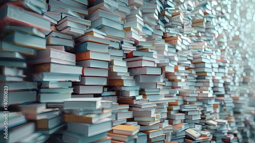 Wall of books with a bokeh effect.