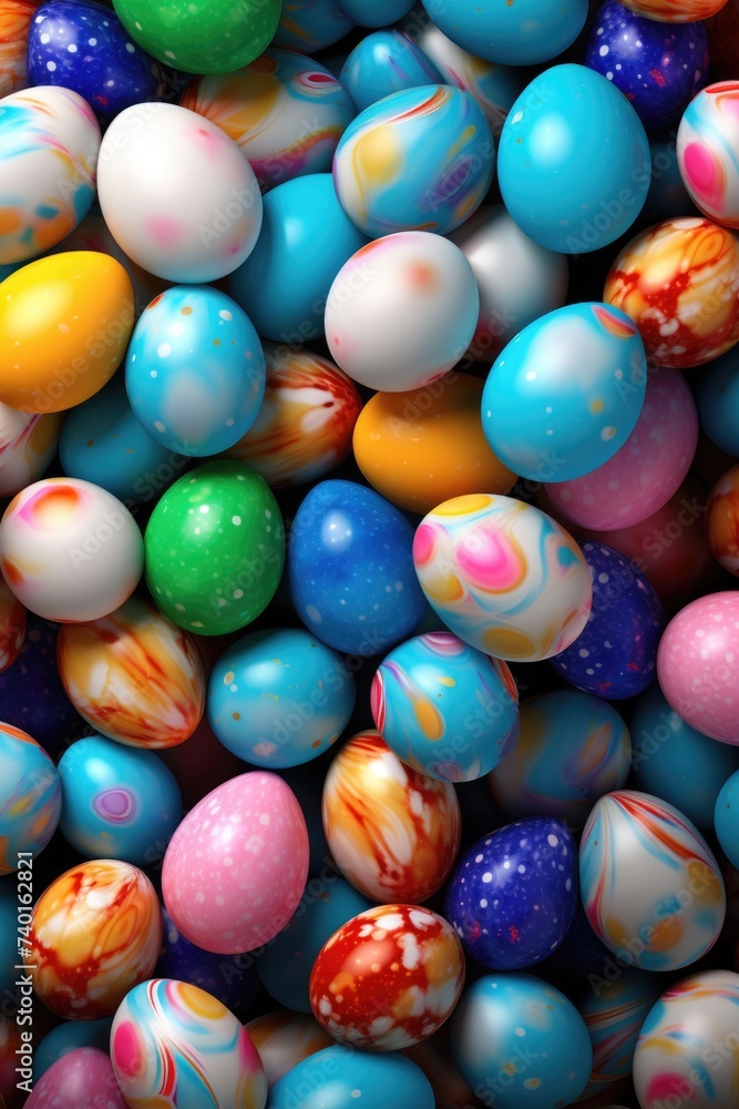 A pile of colorful Easter eggs stacked on top of each other. Great for Easter holiday designs A pile of colorful Easter eggs stacked on top of each other. Great for Easter holiday designs