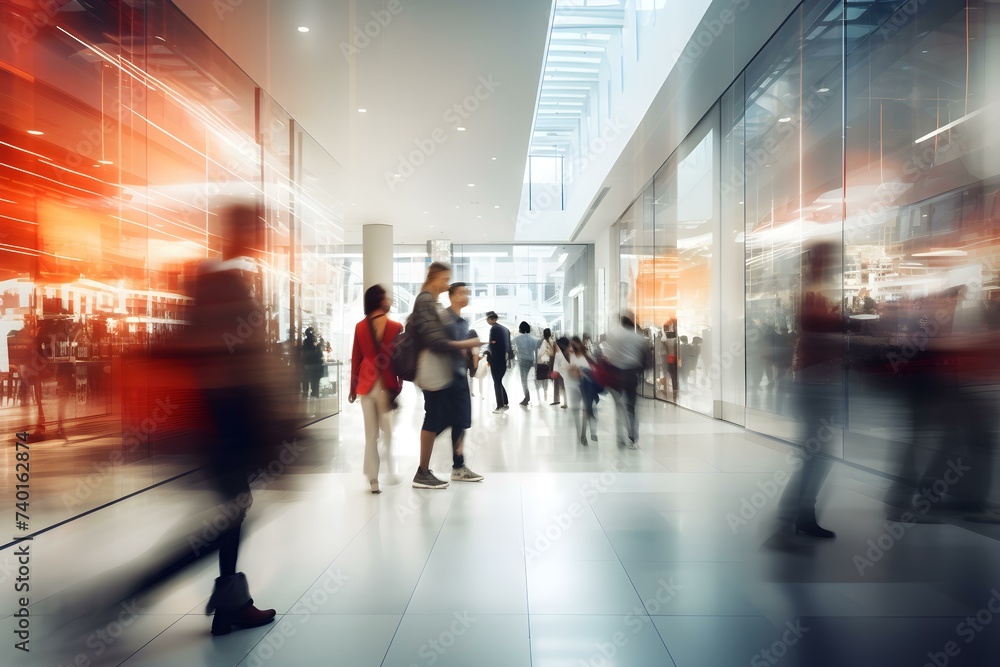 Shoppers walking through a modern mall with a blurry background. Concept Shopping, Modern Mall, Blurry Background, Retail Therapy, Busy Shoppers Shoppers walking through a modern mall with a blurry background. Concept Shopping, Modern Mall, Blurry Background, Retail Therapy, Busy Shoppers