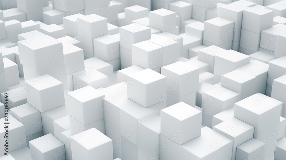 A large group of white cubes in a room. Ideal for architectural and interior design concepts A large group of white cubes in a room. Ideal for architectural and interior design concepts