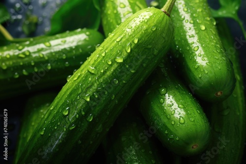 A close up of a bunch of fresh cucumbers. Ideal for food and healthy eating concepts