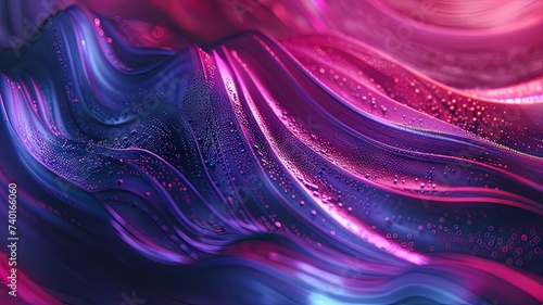 Illustration AI horizontal electric blue and vivid magenta liquid waves . Background, textures.