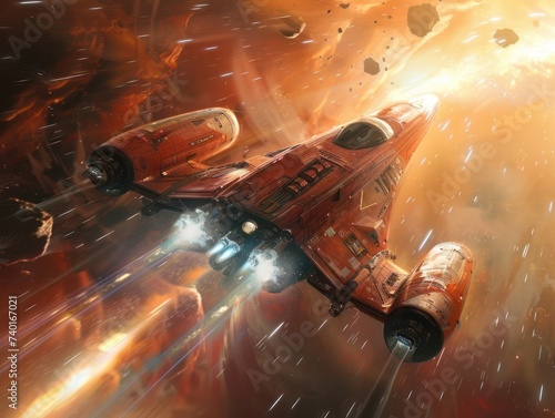 Canvastavla Speeding rockets race in the outer galaxy piloted by AI avatars and mutants dodg