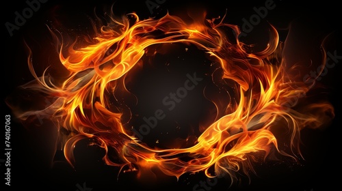 circle of fire against a dark black background. The intense flames create a mesmerizing display of light and heat
