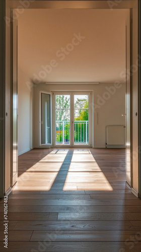 Interior of a new house, view from the door to the corridor