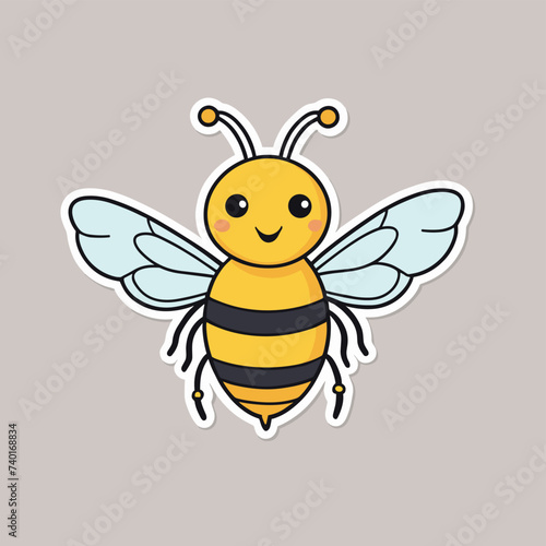 Cute bee cartoon vector illustration sticker design © umut hasanoglu