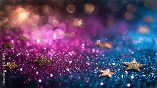 Abstract background with blue and purple particles. Christmas background, videos HD photo