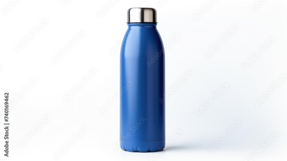 A blue water bottle isolated on a white background. Perfect for hydration concepts A blue water bottle isolated on a white background. Perfect for hydration concepts