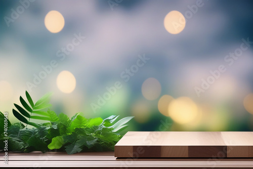 Product photography background with bokeh effect - Wooden floor
