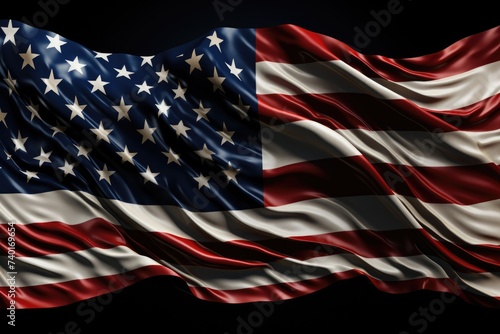 American flag waving in the wind, suitable for patriotic themes