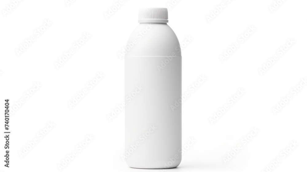 Simple white plastic bottle on a plain white background. Suitable for product mockups or minimalistic design concepts Simple white plastic bottle on a plain white background. Suitable for product mockups or minimalistic design concepts