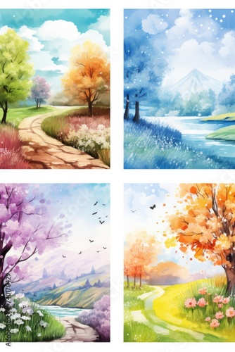 Beautiful watercolor paintings of trees and flowers, perfect for nature lovers and art enthusiasts