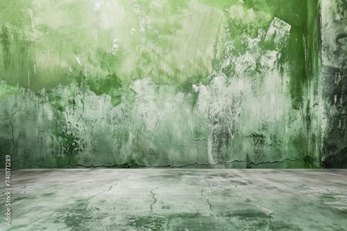 abstract green background, gray grunge design texture and wall