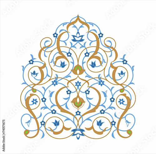 Traditional islamic floral ornament arabesque isolated on white. Vector illustration.