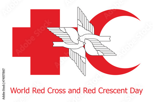 World Red Cross and Red Crescent Day. May 8th. Vector Illustration of medical care for a web banner or landing page templates