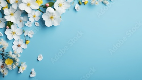 Elegant white flowers on a vibrant blue background, perfect for various design projects