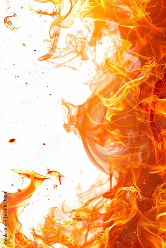 close-up view of intense, fiery flames in vibrant shades of red and yellow