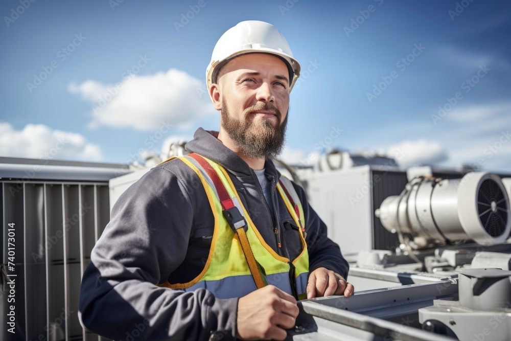 A man wearing a safety vest and hard hat. Perfect for construction industry concepts A man wearing a safety vest and hard hat. Perfect for construction industry concepts