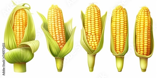 Fresh corn on a white backdrop, perfect for food industry