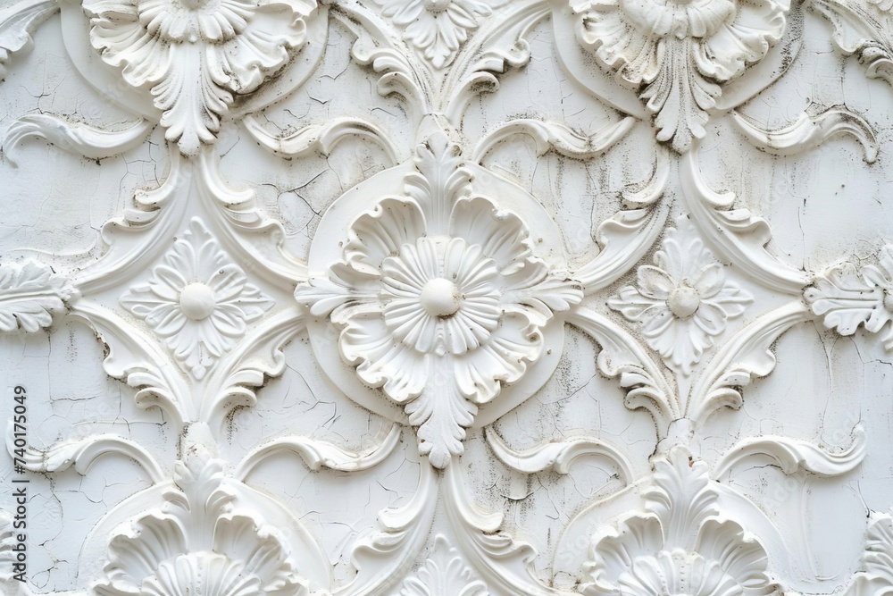 White stucco texture on an exterior wall Showcasing the intricate details and patterns for architectural backgrounds.