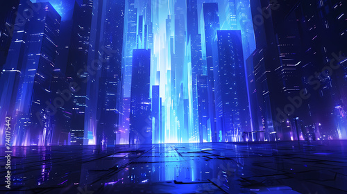 Futuristic Cityscape Illuminated at Night