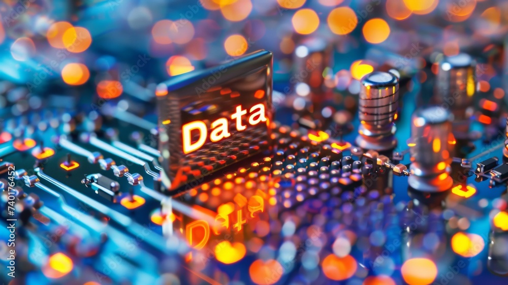 glowing Data text on mainboard background. glowing Data text on mainboard background.