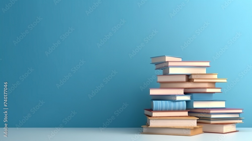 Stacked Books on Blue background Stacked Books on Blue background