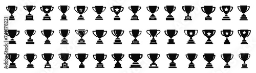 Trophy cup icons set. Winner prize icon collection. Trophy symbol. Victory logo.